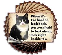 Car Stickers and Decals Cat Wisdom: Facing Forward with Courage Stickers 10Pcs Toolbox Stickers and Decals Decal Stickers for Car(6X9CM)