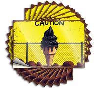 Car Stickers and Decals Caution: Giant Chocolate Ice Cream Cone Behind Barbed Wire Fence Stickers 10Pcs Toolbox Stickers and Decals Decal Stickers for Car(8X12CM)