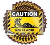 Car Stickers and Decals Caution: Men At Work - Safety First On The Job Site Stickers 10Pcs Toolbox Stickers and Decals Decal Stickers for Car(6X9CM)