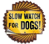 Car Stickers and Decals Caution: Slow Down - Watch for Dogs! Stickers 10Pcs Toolbox Stickers and Decals Decal Stickers for Car(6X9CM)