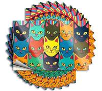 Car Stickers and Decals Colorful Cats: A Vibrant Art Collection Stickers 10Pcs Funny Sticker Man Cave Decor and Accessories(12X18CM)
