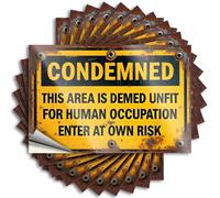 Car Stickers and Decals Condemned Area: Unsafe for Human Occupation - Enter At Own Risk Stickers 10Pcs Toolbox Stickers and Decals Decal Stickers for Car(12X18CM)