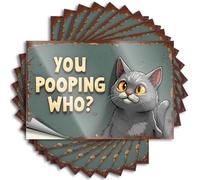 Car Stickers and Decals Curious Cat Asks: You Pooping Who? Stickers 10Pcs Toolbox Stickers and Decals Decal Stickers for Car(8X12CM)