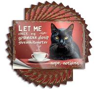 Car Stickers and Decals Curious Cat Checks Love Meter with Steamy Cup of Coffee Stickers 10Pcs Toolbox Stickers and Decals Decal Stickers for Car(12X18CM)