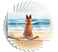 Car Stickers and Decals Dog Watching Waves On The Beach Stickers 10Pcs Funny Sticker Man Cave Decor and Accessories(12X18CM)