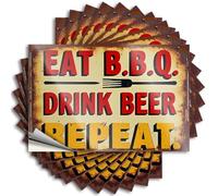 Car Stickers and Decals Eat BBQ, Drink Beer, Repeat: A Classic Barbecue Sign Stickers 10Pcs Toolbox Stickers and Decals Decal Stickers for Car(12X18CM)