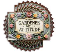 Car Stickers and Decals Floral Warning: Gardener with Attitude Sign Stickers 10Pcs Toolbox Stickers and Decals Decal Stickers for Car(8X12CM)