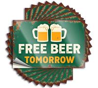Car Stickers and Decals Free Beer Tomorrow: A Festive Toast to Future Cheers! Stickers 10Pcs Toolbox Stickers and Decals Decal Stickers for Car(8X12CM)