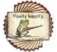Car Stickers and Decals Frog with Rifle: 'Hippity Hoppity, Get Off My Property' Stickers 10Pcs Toolbox Stickers and Decals Decal Stickers for Car(12X18CM)