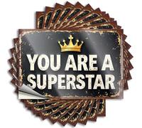 Car Stickers and Decals Golden Crown: You are A Superstar Motivational Sign Stickers 10Pcs Toolbox Stickers and Decals Decal Stickers for Car(12X18CM)