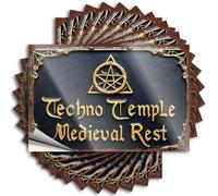 Car Stickers and Decals Golden Emblem of Techno Temple Medieval Rest Stickers 10Pcs Toolbox Stickers and Decals Decal Stickers for Car(6X9CM)