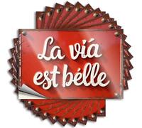 Car Stickers and Decals La Via Est Belle: A Vibrant Italian Phrase Sign Stickers 10Pcs Toolbox Stickers and Decals Decal Stickers for Car(6X9CM)
