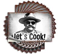 Car Stickers and Decals Let's Cook! - Vintage Western Chef Poster Stickers 10Pcs Toolbox Stickers and Decals Decal Stickers for Car(12X18CM)