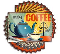 Car Stickers and Decals Make Coffee, Not War: A Vintage Tea Pot and Cup Advertisement Stickers 10Pcs Toolbox Stickers and Decals Decal Stickers for Car(8X12CM)