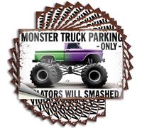 Car Stickers and Decals Monster Truck Parking Only: Violators Will Be Smashed! Stickers 10Pcs Toolbox Stickers and Decals Decal Stickers for Car(12X18CM)