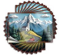 Car Stickers and Decals Mountain Serenity: Vintage Car Journey Through Pine-Lined Roads Stickers 10Pcs Toolbox Stickers and Decals Decal Stickers for Car(12X18CM)