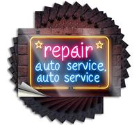 Car Stickers and Decals Neon Sign: Auto Repair Service Illuminated Stickers 10Pcs Toolbox Stickers and Decals Decal Stickers for Car(12X18CM)