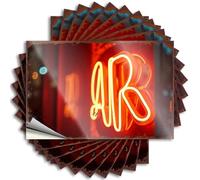 Car Stickers and Decals Neon Sign Glows with Vibrant Ar Letters Stickers 10Pcs Toolbox Stickers and Decals Decal Stickers for Car(8X12CM)