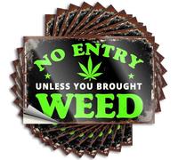 Car Stickers and Decals No Entry Unless You Brought Weed Sign Stickers 10Pcs Toolbox Stickers and Decals Decal Stickers for Car(12X18CM)