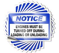 Car Stickers and Decals Notice Engines Must Be Turned Off During Loading Or Unloading Stickers 10 Pcs Funny Sticker Hardhat Stickers and Decals(8X12CM)