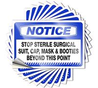 Car Stickers and Decals Notice Stop Sterile Surgical Suit, Cap, Mask & Booties Beyond This Point Stickers 10 Pcs Toolbox Stickers and Decals Tool Decal(6X9CM)