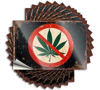 Car Stickers and Decals Prohibited Sign with Marijuana Leaf Symbol Stickers 10Pcs Toolbox Stickers and Decals Decal Stickers for Car(6X9CM)