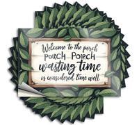 Car Stickers and Decals Relaxing Porch Sign: Time Wasted is Well Spent Stickers 10Pcs Toolbox Stickers and Decals Decal Stickers for Car(8X12CM)