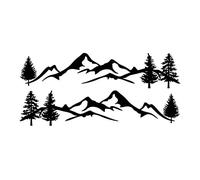 Car Stickers and Decals, Riloer 2pcs PET Mountain and Tree Pattern Decals Set for Pickup Truck RV SUV Large Car, Universal Waterproof Decor Stickers, Black