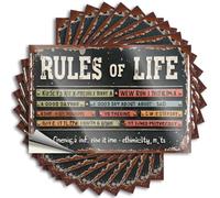 Car Stickers and Decals Rules of Life: A Rustic Sign with Inspirational Quotes Stickers 10Pcs Toolbox Stickers and Decals Decal Stickers for Car(6X9CM)