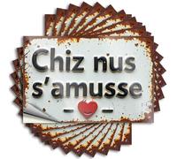 Car Stickers and Decals Rustic French Sign: Let's Have Fun! Stickers 10Pcs Toolbox Stickers and Decals Decal Stickers for Car(12X18CM)