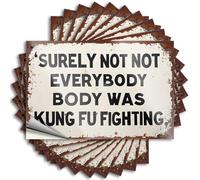 Car Stickers and Decals Rustic Sign: 'Surely Not Everybody was Kung Fu Fighting' Stickers 10Pcs Toolbox Stickers and Decals Decal Stickers for Car(6X9CM)