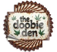 Car Stickers and Decals Rustic Signage: The Doobie Den with Cannabis Leaves Stickers 10Pcs Toolbox Stickers and Decals Decal Stickers for Car(8X12CM)