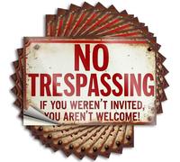 Car Stickers and Decals Rusty Metal 'No Trespassing' Sign with Bold Warning Text Stickers 10Pcs Toolbox Stickers and Decals Decal Stickers for Car(12X18CM)