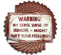 Car Stickers and Decals Rusty Sign: Beware of My Sensitive Humor! Stickers 10Pcs Toolbox Stickers and Decals Decal Stickers for Car(6X9CM)