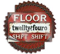 Car Stickers and Decals Rusty Vintage Sign: Floor Twenty-Four Shift Stickers 10Pcs Toolbox Stickers and Decals Decal Stickers for Car(8X12CM)