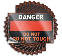 Car Stickers and Decals Rusty Warning Sign: Danger - Do Not Touch Stickers 10Pcs Toolbox Stickers and Decals Decal Stickers for Car(6X9CM)