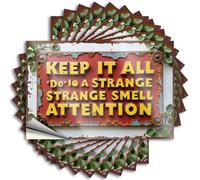 Car Stickers and Decals Rusty Warning Sign: Keep It All De-Io A Strange Smell Attention Stickers 10Pcs Toolbox Stickers and Decals Decal Stickers for Car(6X9CM)