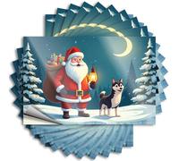 Car Stickers and Decals Santa and His Dog in The Snowy Night Stickers 10Pcs Prank Stickers Prank Stickers(8X12CM)