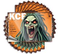 Car Stickers and Decals Scary Monster with Green Hair On Orange Background Stickers 10Pcs Toolbox Stickers and Decals Decal Stickers for Car(6X9CM)