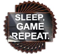 Car Stickers and Decals Sleep, Game, Repeat: A Gamer's Life Stickers 10Pcs Funny Sticker Man Cave Decor and Accessories(8X12CM)