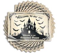 Car Stickers and Decals Spooky Castle Welcome Sign for Halloween Haunted House Party Stickers 10Pcs Toolbox Stickers and Decals Decal Stickers for Car(8X12CM)