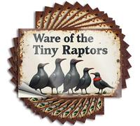 Car Stickers and Decals Tiny Raptors Warning: A Flock of Feathered Friends Stickers 10Pcs Toolbox Stickers and Decals Decal Stickers for Car(8X12CM)