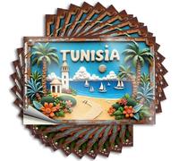 Car Stickers and Decals Tunisia: A Tropical Paradise with Lighthouse and Sailing Boats Stickers 10Pcs Toolbox Stickers and Decals Decal Stickers for Car(12X18CM)