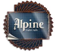 Car Stickers and Decals Vintage Alpine English Lights Signboard Stickers 10Pcs Toolbox Stickers and Decals Decal Stickers for Car(6X9CM)
