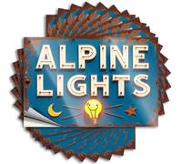 Car Stickers and Decals Vintage Alpine Lights Sign with Moon, Star, and Smiling Bulb Stickers 10Pcs Toolbox Stickers and Decals Decal Stickers for Car(8X12CM)