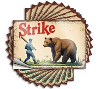 Car Stickers and Decals Vintage Baseball Poster: Bear Strikes Back in Classic Sport Artwo Stickers 10Pcs Toolbox Stickers and Decals Decal Stickers for Car(12X18CM)