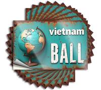 Car Stickers and Decals Vintage Globe Vietnam Ball Rustic Sign Stickers 10Pcs Toolbox Stickers and Decals Decal Stickers for Car(6X9CM)