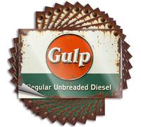 Car Stickers and Decals Vintage Gulp Regular Unleaded Diesel Signboard Stickers 10Pcs Toolbox Stickers and Decals Decal Stickers for Car(8X12CM)