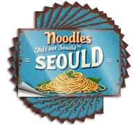 Car Stickers and Decals Vintage Noodle Sign: A Culinary Journey to Seoul Stickers 10Pcs Toolbox Stickers and Decals Decal Stickers for Car(6X9CM)