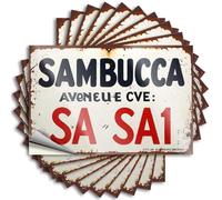 Car Stickers and Decals Vintage Sambucca Avenue Sign with Rustic Charm Stickers 10Pcs Toolbox Stickers and Decals Decal Stickers for Car(12X18CM)